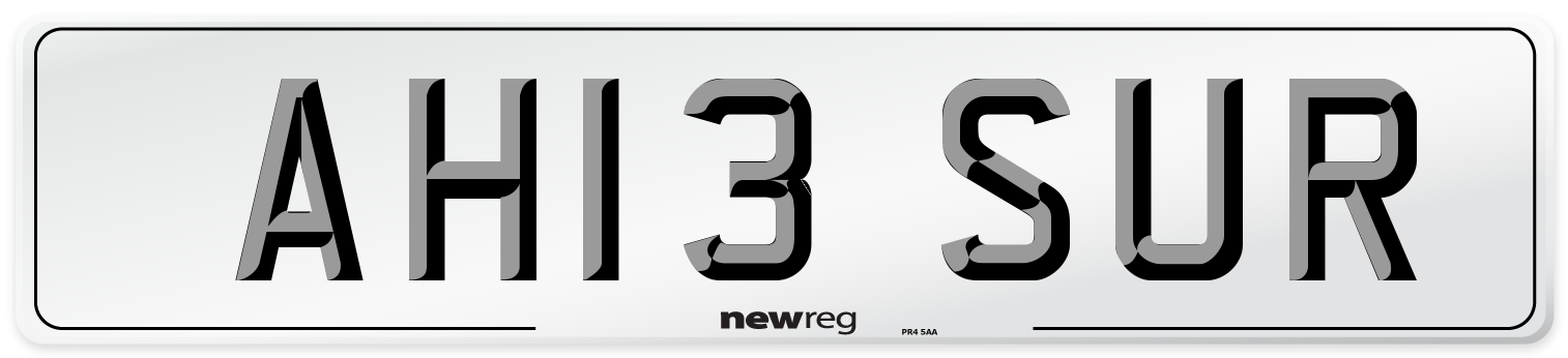 AH13 SUR Number Plate from New Reg
